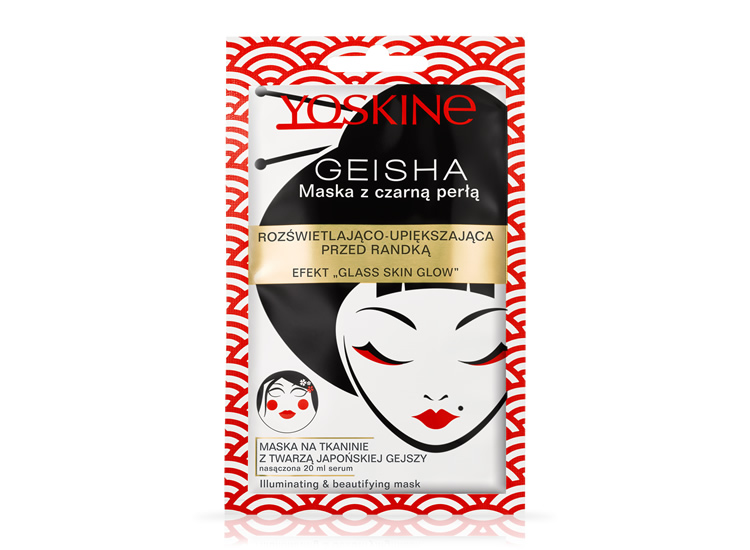 Geisha Maska z czarną perłą rozświetlająco-upiększająca przed randką Efekt 'Glass skin glow'